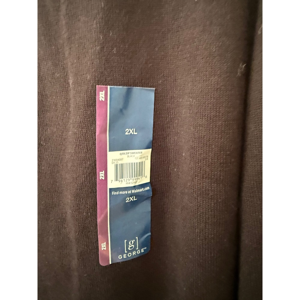 NWT GEORGE Men's black 2XL 1/4 Zip Pullover Long Sleeve Sweatshirt office party - Picture 2 of 8
